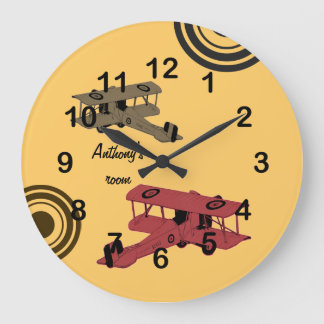 Redondo Grande Reloj de los biplanos del vintage