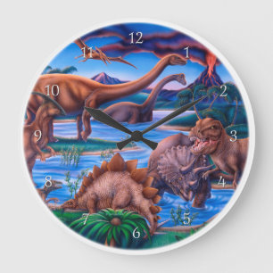 Redondo Grande Reloj de los dinosaurios