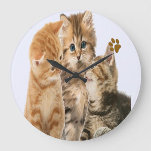 Redondo Grande reloj de los gatitos