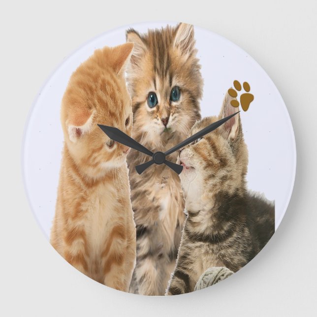 Redondo Grande reloj de los gatitos (Anverso)