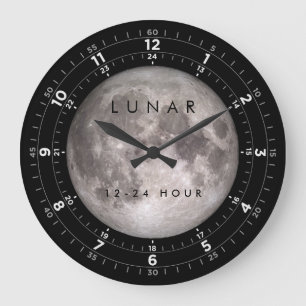 Redondo Grande Reloj de luna 24 horas