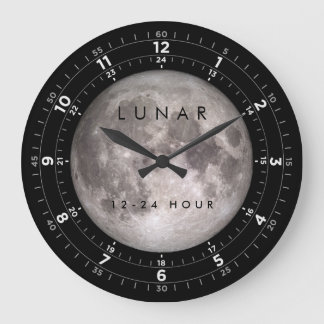 Redondo Grande Reloj de luna 24 horas