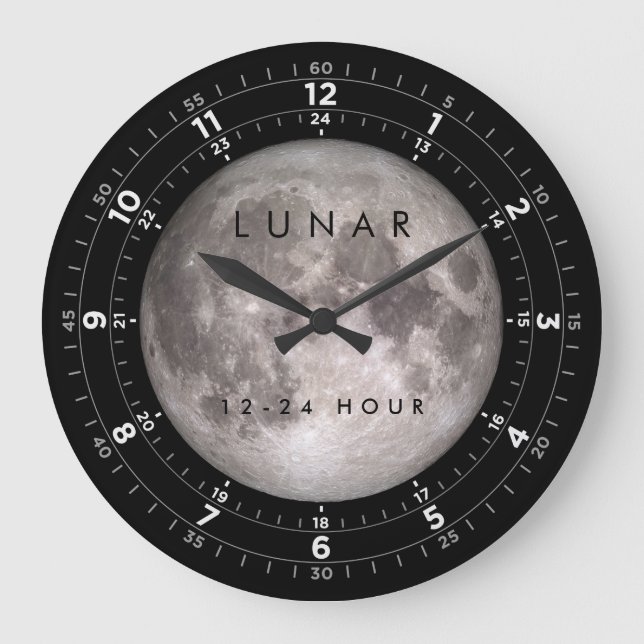 Redondo Grande Reloj de luna 24 horas (Anverso)