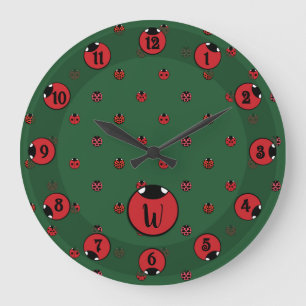 Redondo Grande Reloj de lunares de mariquita