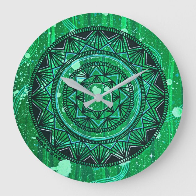 Redondo Grande Reloj de manala verde (Anverso)