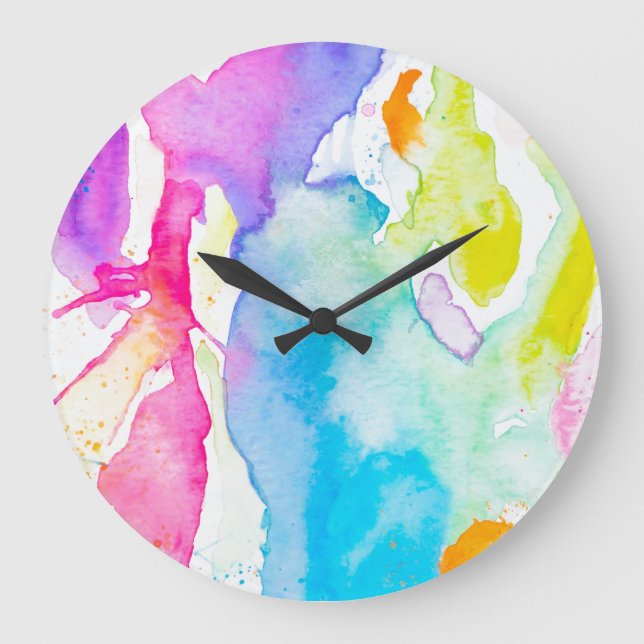Redondo Grande Reloj de manchas arcoiris de Megaflora (Anverso)