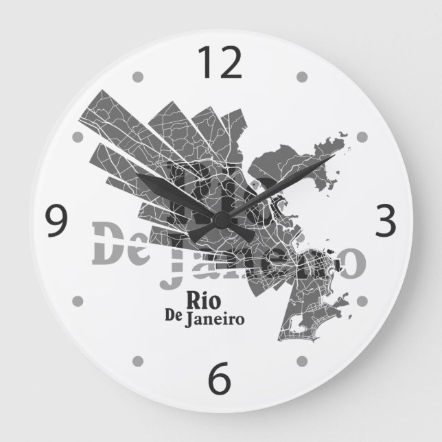 Redondo Grande Reloj de mapa de Río de Janeiro (Anverso)