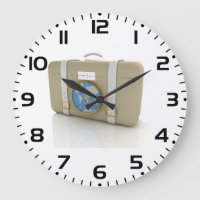 Reloj de mapa mundial de maleta de viaje vintage