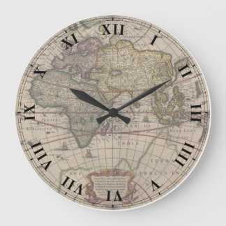 Redondo Grande Reloj de mapas del mundo antiguo