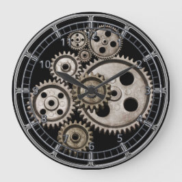 Redondo Grande reloj de máquina vintage del motor de engranajes d