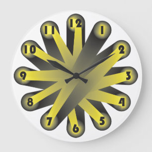 Redondo Grande reloj de marcación negro amarillo