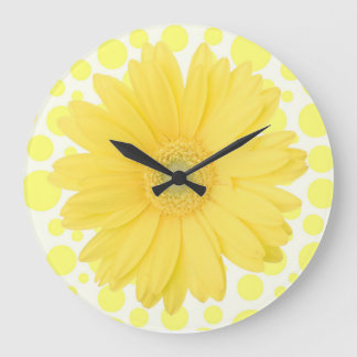 Redondo Grande Reloj de margarita amarillo