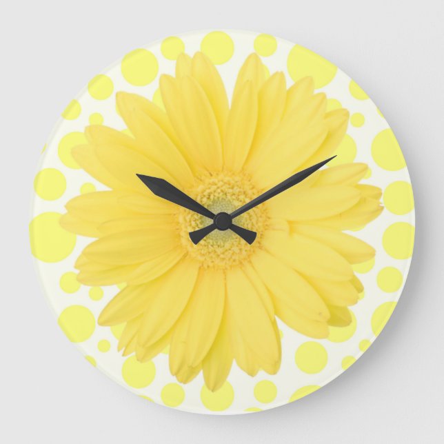 Redondo Grande Reloj de margarita amarillo (Anverso)