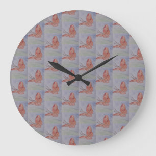 Redondo Grande Reloj de mariposas rosadas