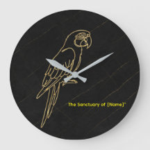 Reloj de mármol de guacamayo dorado de lujo