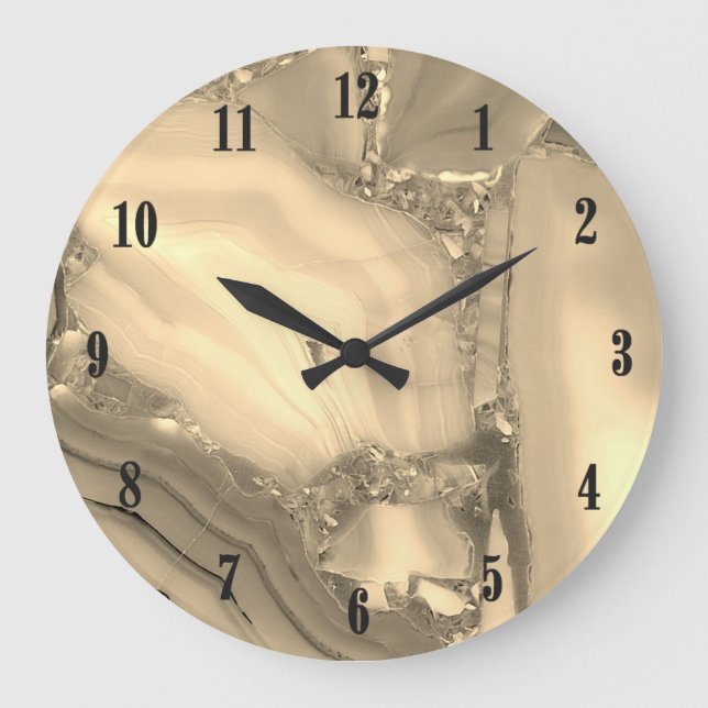 Redondo Grande Reloj de mármol marrón (Anverso)