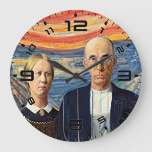 Redondo Grande Reloj de mashup de arte de grito gótico americano