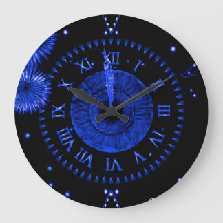 Redondo Grande Reloj de medianoche de zafiro
