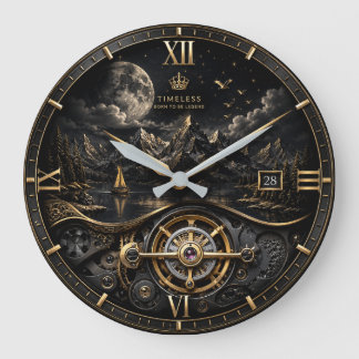 Redondo Grande Reloj de montaña de oro negro de lujo: elegancia a