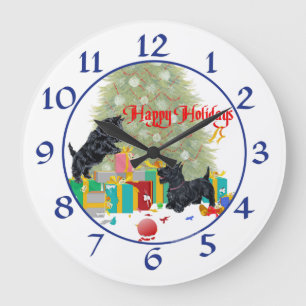 Redondo Grande Reloj de Navidad de Terrier Escocés