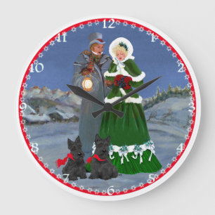 Redondo Grande Reloj de Navidad de Terriers Escoceses