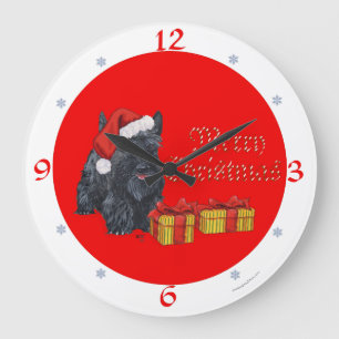 Redondo Grande Reloj de Navidad del Terrier Escocés