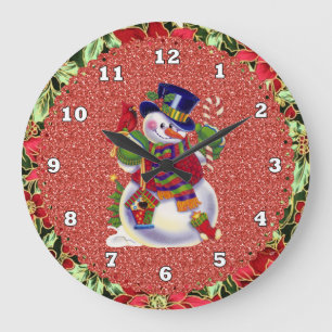 Redondo Grande Reloj de navidades Snowman