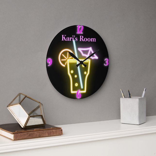 Redondo Grande Reloj de neón falso personalizado (Oficina)
