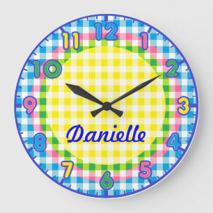 Redondo Grande Reloj de niños con números y control Pastel person