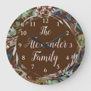 Redondo Grande Reloj de nombre familiar personalizado elegante Wr