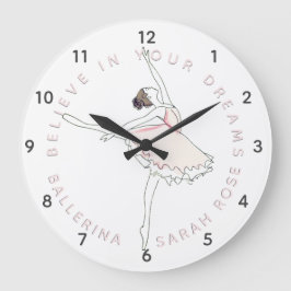 Redondo Grande Reloj de nombres personalizado Chica Ballerina ros