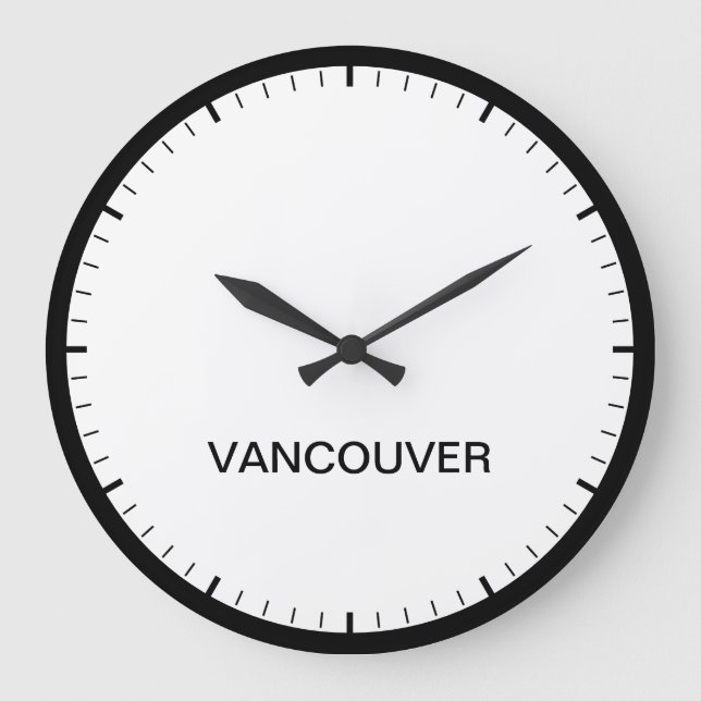 Redondo Grande Reloj de noticias de la zona horaria de Vancouver  (Anverso)