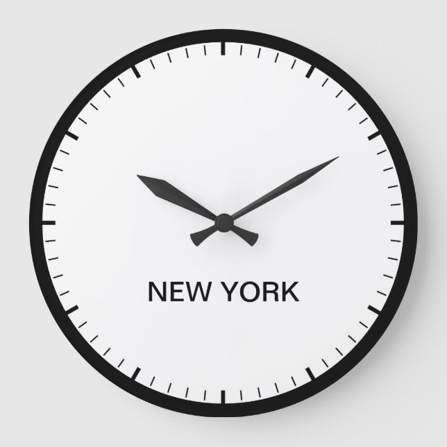 Redondo Grande Reloj de noticias de New York Time Zone (Anverso)