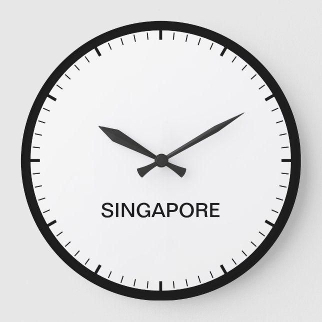 Redondo Grande Reloj de noticias de zona horaria de Singapur (Anverso)