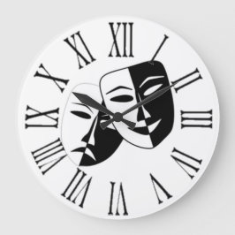 REDONDO GRANDE RELOJ DE NUMERALES ROMANOS DE DRAMA MASKS