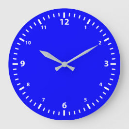 Redondo Grande Reloj de números blancos sobre azul