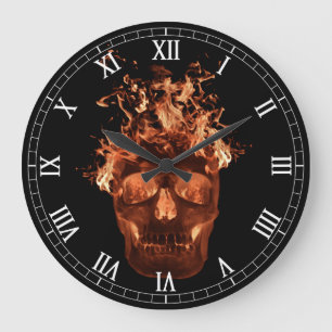 Redondo Grande Reloj de números romanos redondeado de cráneo de n