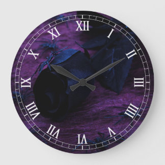 Redondo Grande Reloj de números romanos redondeados de Rosa negro