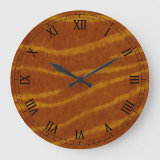 Redondo Grande Reloj de números romanos redondeados de tigres