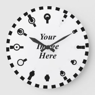 Redondo Grande Reloj de objetos binarios /w S Marcas por Kenneth 