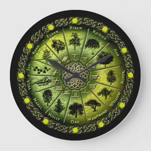 Redondo Grande Reloj de Ogham y Calendario de Árbol Druid