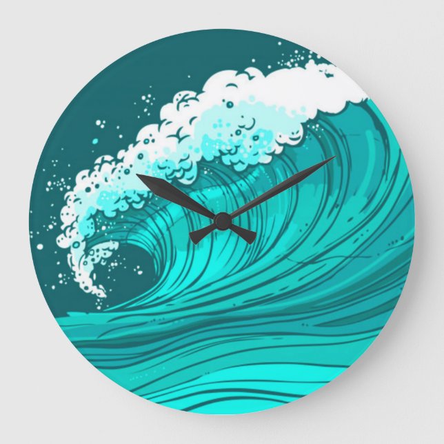 Redondo Grande Reloj de olas de mar (Anverso)
