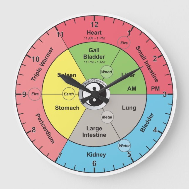 Redondo Grande Reloj de órganos del meridiano chino (Anverso)