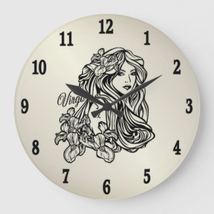 Redondo Grande Reloj de oro Virgo La Virgen Zodiaco