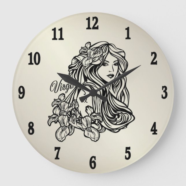 Redondo Grande Reloj de oro Virgo La Virgen Zodiaco (Anverso)