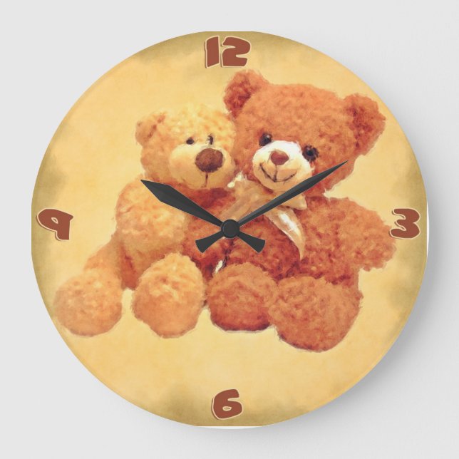 Redondo Grande Reloj de Ositos de Peluche (Anverso)