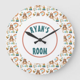 Redondo Grande Reloj de oso boho personalizado