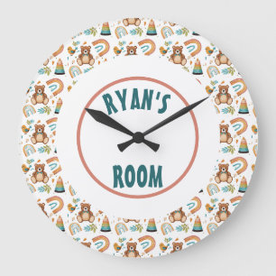 Redondo Grande Reloj de oso boho personalizado