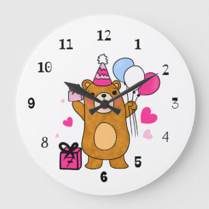 Redondo Grande Reloj de oso de peluche