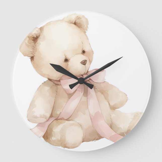 Redondo Grande Reloj de oso de peluche (Anverso)